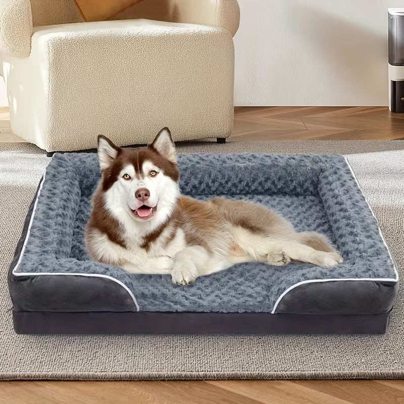 Plush Orthopedic Sofa Dog Bed with Removable Washable Cover