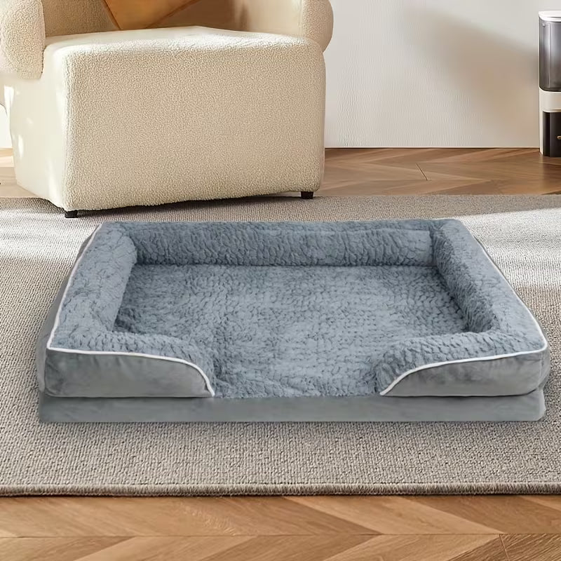 Plush Orthopedic Sofa Dog Bed with Removable Washable Cover