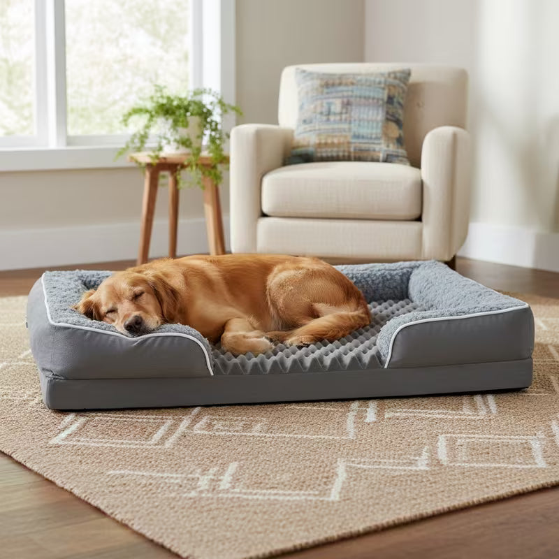 Plush Orthopedic Sofa Dog Bed with Removable Washable Cover