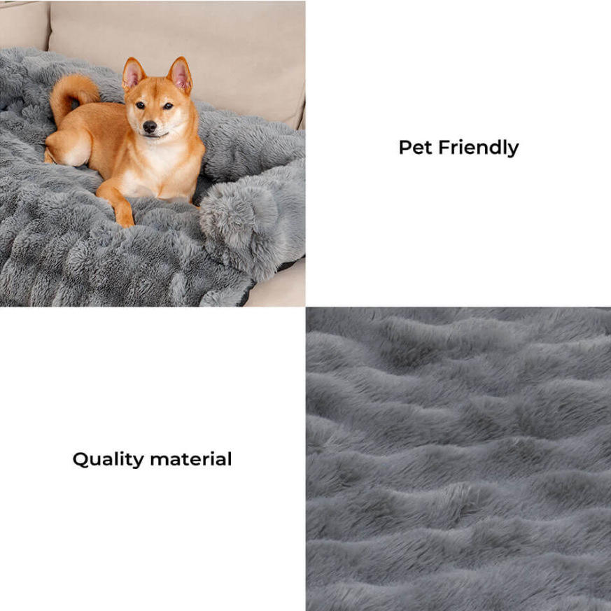 Plush Flannel Pet Sofa Protector Mat | Non-Slip Machine Washable Couch Cover for Dogs & Cats