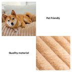 Calming Pet Couch Cover with Bolster, Striped Plush Sofa Protector for Dogs & Cats, Removable Washable Cover