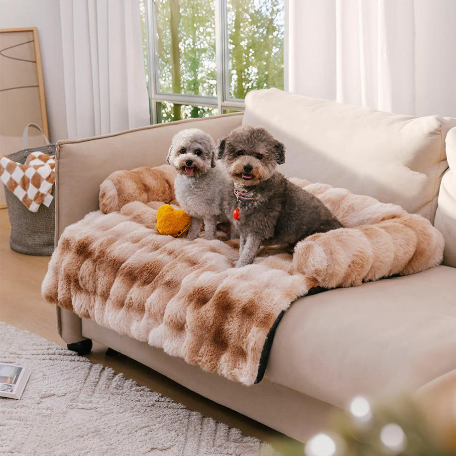 Plush Flannel Pet Sofa Protector Mat | Non-Slip Machine Washable Couch Cover for Dogs & Cats