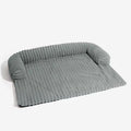 Calming Pet Couch Cover with Bolster, Striped Plush Sofa Protector for Dogs & Cats, Removable Washable Cover