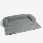 Calming Pet Couch Cover with Bolster, Striped Plush Sofa Protector for Dogs & Cats, Removable Washable Cover