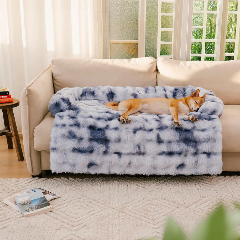 Plush Flannel Pet Sofa Protector Mat | Non-Slip Machine Washable Couch Cover for Dogs & Cats