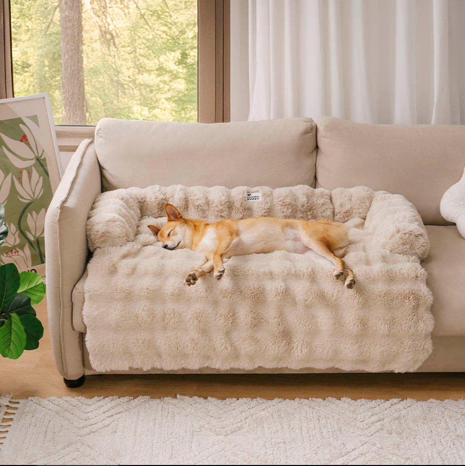 Plush Flannel Pet Sofa Protector Mat | Non-Slip Machine Washable Couch Cover for Dogs & Cats
