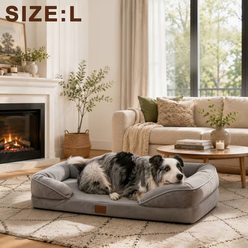 Cat and Dog Bed, Comfortable Pet Sofa Bed, with Removable, Machine-Washable Cover and Non-Slip Base, Gray