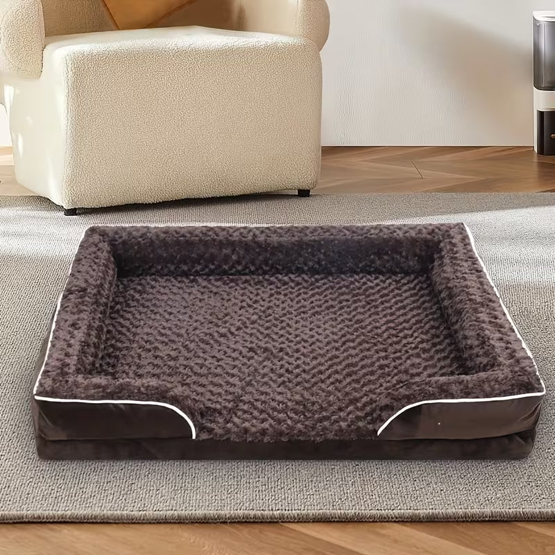 Plush Orthopedic Sofa Dog Bed with Removable Washable Cover