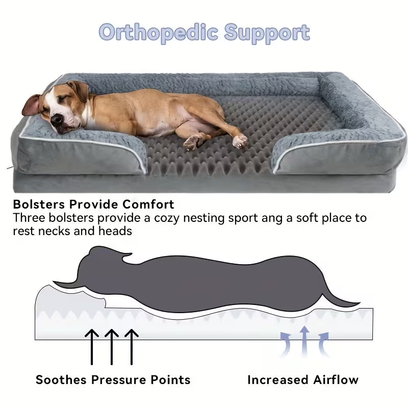 Plush Orthopedic Sofa Dog Bed with Removable Washable Cover